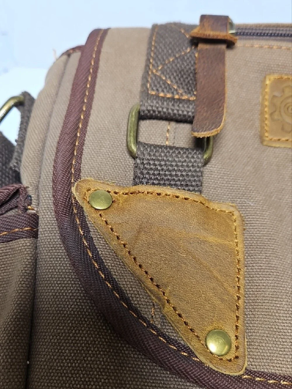 Gearonic Canvas and Leather Crossbody Messenger Bag for Men